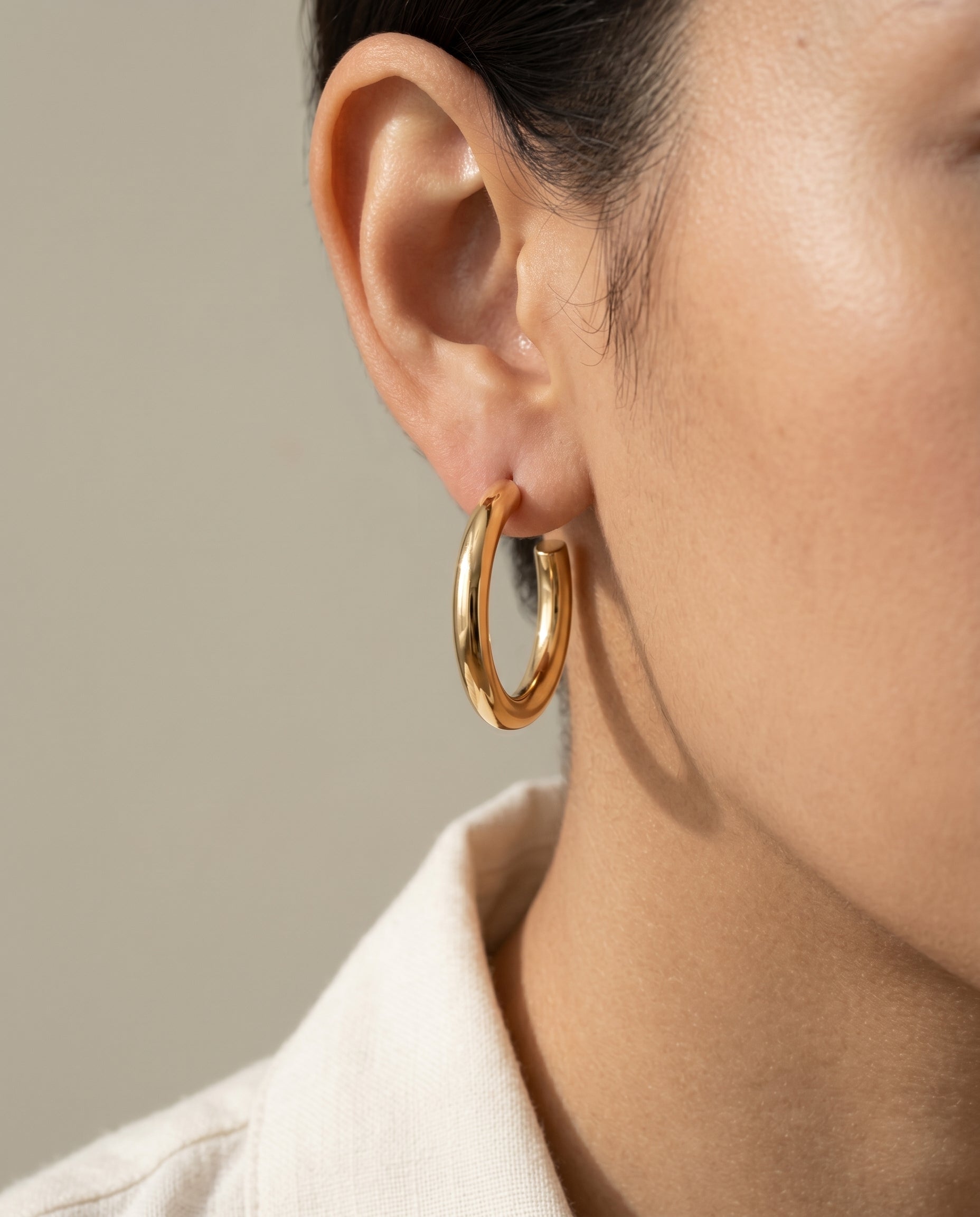 Capri Gold Hoops · on-model