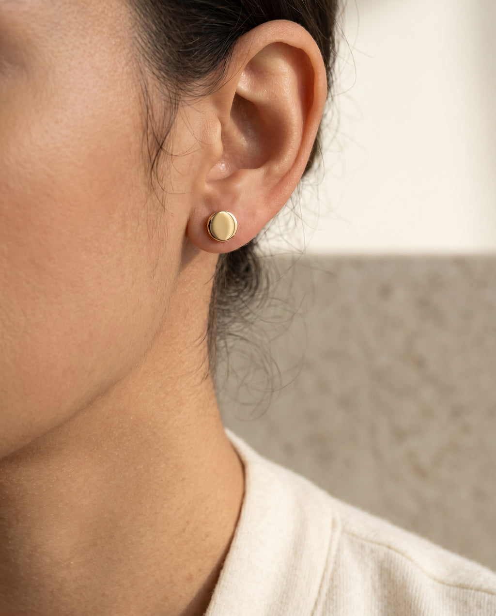 Aria Gold Studs · on-model