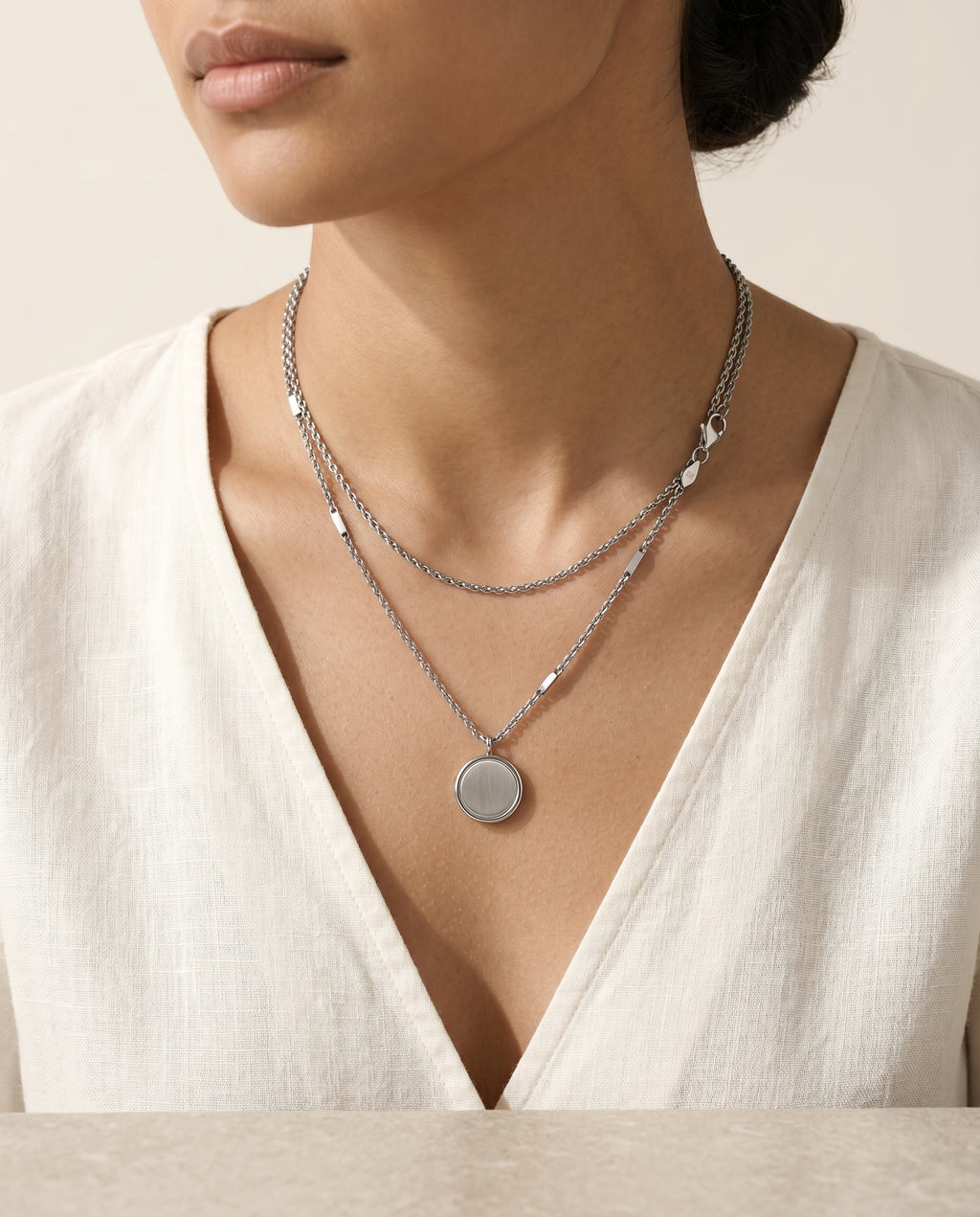 Orbit Pendant Necklace · on-model