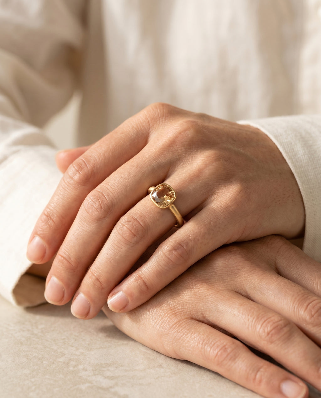 Élise Gemstone Ring · on-model