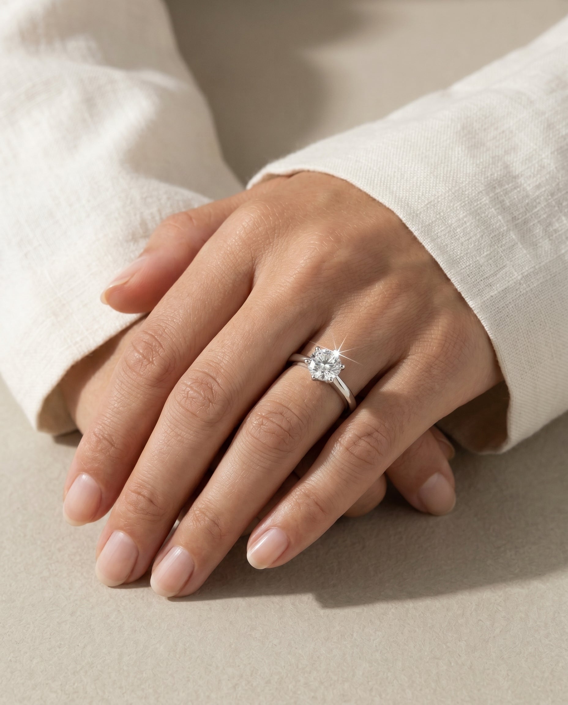 Clair Solitaire Ring · on-model