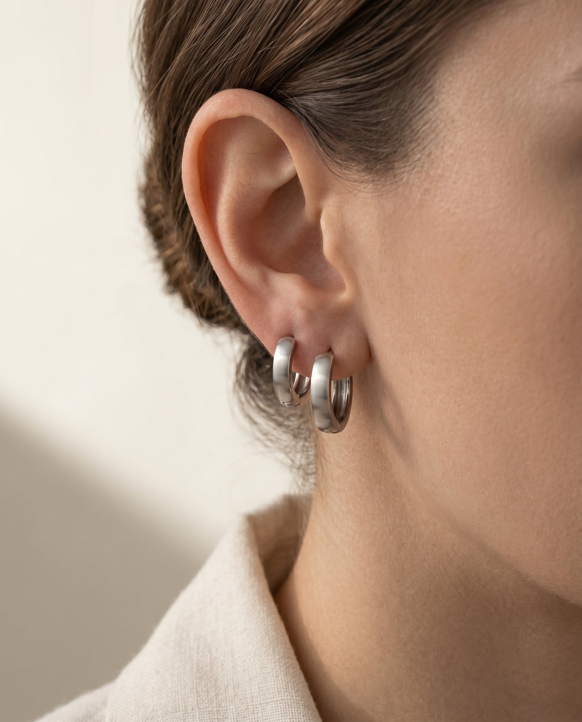 Halo Huggie Hoops (pair) · on-model